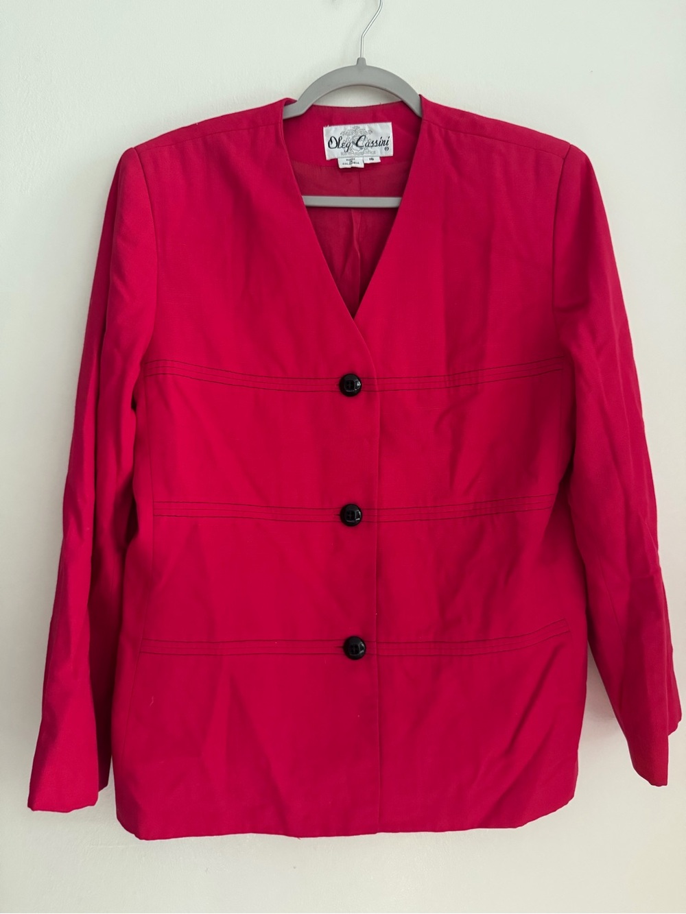 Vintage OLEG CASSINI Retro Blazer - Women's Size 16 - Red - READ Description